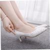 TOGEVAL Elegant White Lace Bridal Shoes with Floral Design view 2