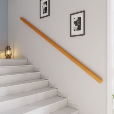 Non-Slip Pine Wood Handrail for Stairs, 240 cm