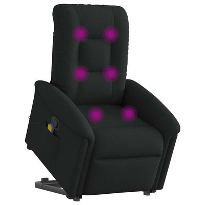 vidaXL Power Lift Recliner Massage Chair Black Fabric