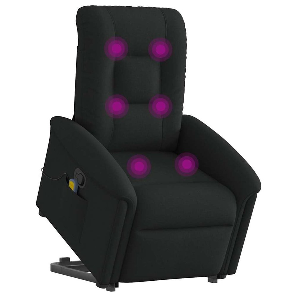 vidaXL Power Lift Recliner Massage Chair Black Fabric