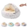 Lapcatz Round Hooded Nest Bed, Washable, Coffee A, 60 x 60 cm view 1