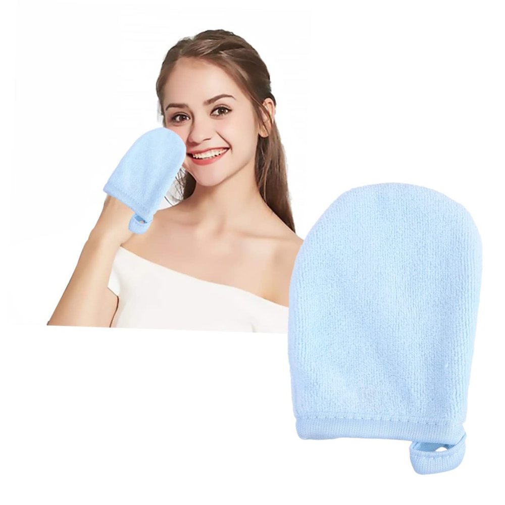 IWOWHERO 3-Piece Facial Cleansing Glove Set with Powder Puffs for Makeup Removal and Cleansing, Cotton Material, Reusable