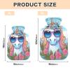Cute Unicorn Hot Water Bottle with Sunglasses, 2 L Heat Therapy Bag view 2