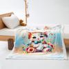 Cute Cat Flower Flannel Sherpa Throw Blanket, Soft and Washable, 130 x 150 cm view 1