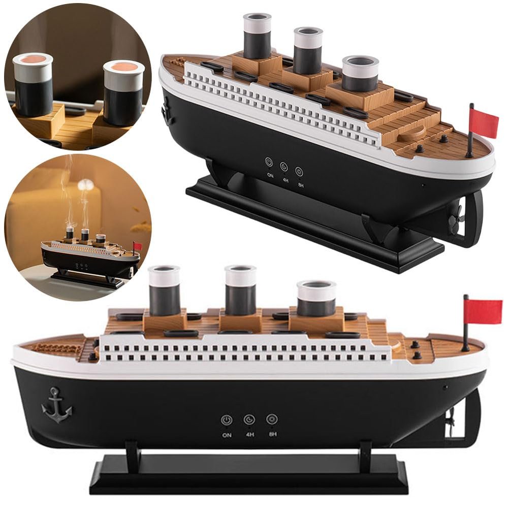 Ship Aroma Diffuser with LED, Humidifier, 7-Color Light, Remote Control and Dry-Run Shutoff