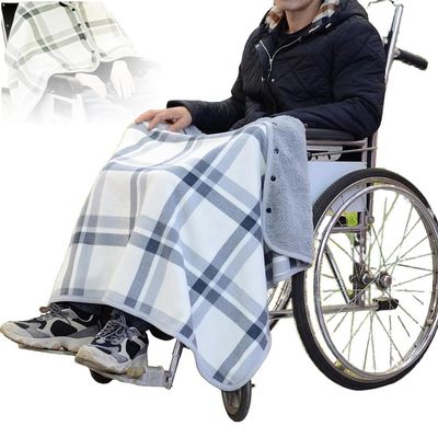 SXTYFBB Cozy Fleece-Lined Wheelchair Blanket with Buttons