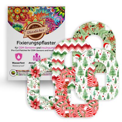 Diasticker 5 Overpatches for Omnipod 5/DASH/EROS, Christmas Mix