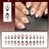 24 Short Almond Press-On Nails with Glitter Stars and French Tips view 2