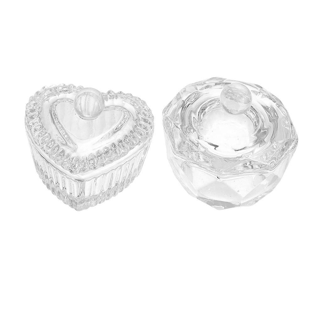 HAPINARY Portable Glass Crystal Nail Dappen Dishes, 2-Piece Set with Lids
