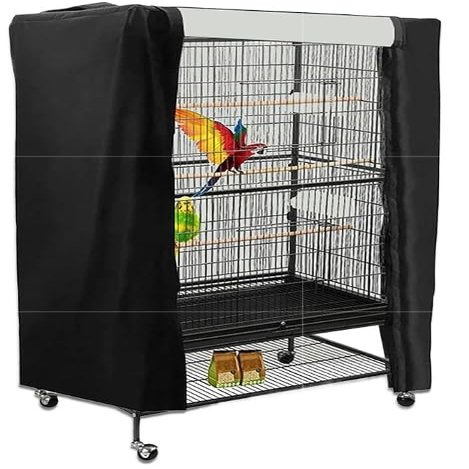 Daaxing Washable Bird Cage Cover for Large Cages, Adjustable Front Flaps, Blackout, Breathable, 89 x 64 x 120 cm