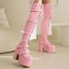 GBBRZKTB Women's Pink Platform Over-the-Knee High-Heel Boots, Block Heel, Size 41 view 2