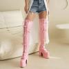 GBBRZKTB Women's Pink Platform Over-the-Knee High-Heel Boots, Block Heel, Size 41 view 4
