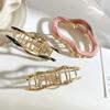 Metal Cloud Claw Hair Clip with Pearl Detail, Pink view 4