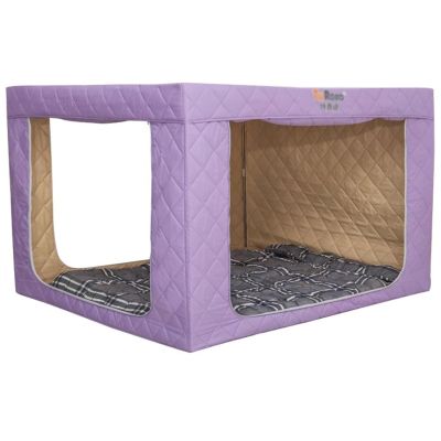 Blackout Bed Tent for Double Beds, Thick Warm Cotton-Blend Inner Tent, 3 Doors, Canopy, Stainless Steel Poles, Purple, 2 m (6.6 ft)