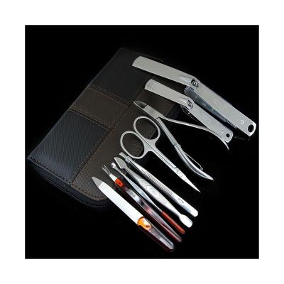 9-Piece Nail Clipper and Manicure Set with Leather Travel Case