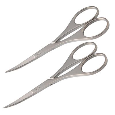 2-Piece Stainless Steel Eyebrow Scissors with Pointed Tips for Precise Trimming