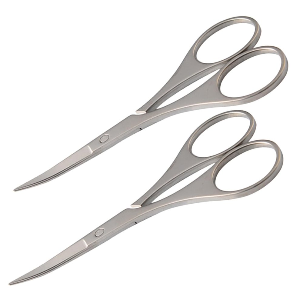 2-Piece Stainless Steel Eyebrow Scissors with Pointed Tips for Precise Trimming
