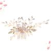 Gold Bridal Hair Comb with Pearls and Rhinestones view 1