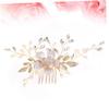 Gold Bridal Hair Comb with Pearls and Rhinestones view 2