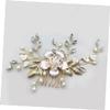 Gold Bridal Hair Comb with Pearls and Rhinestones view 3