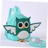 Kids Safety Backpack with Wrist Leash, Cartoon Owl, Green view 2