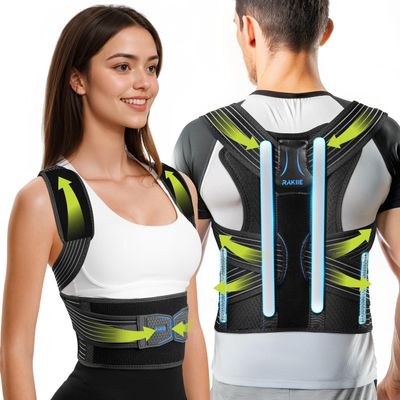 Rakiie Posture Corrector for Men and Women, Back Support Brace, Black, Size S: 75–90 cm