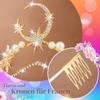 Fashband Moon Crown Headband, Gold Star Bridal Headpiece view 4