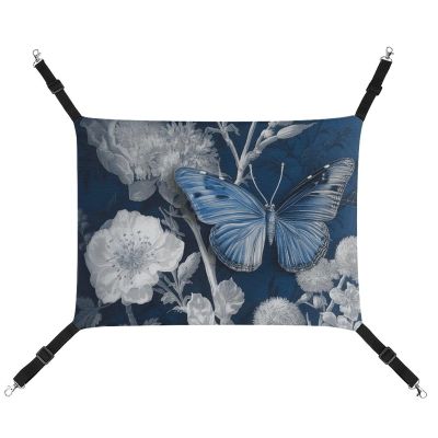 JTKLQBN Hanging Pet Hammock, 42 x 33 cm, Peaceful Countryside Print, Soft Hammock Mat with Adjustable Straps for Cats, Ferrets and Small Dogs