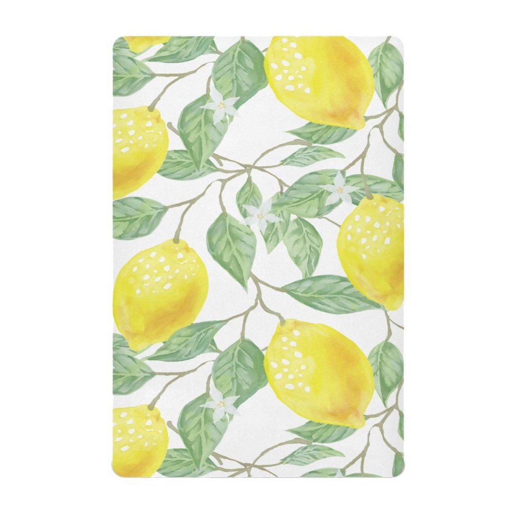 Odot Fitted Sheet for Baby Beds, Fruit Pattern, Microfiber Bassinet and Crib Mattress Cover, Yellow Lemon, 140 x 70 cm