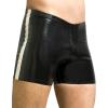 TUNAYI Men's Black and White Latex Boxer Shorts with Side Stripes, Trans-Green/White, L view 1