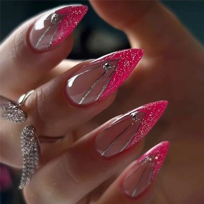 24 Short Almond French Tip Press-On Nails