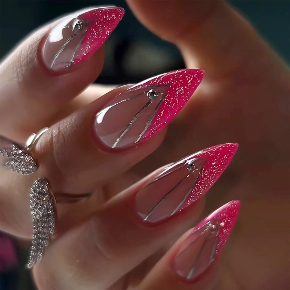 24 Short Almond French Tip Press-On Nails