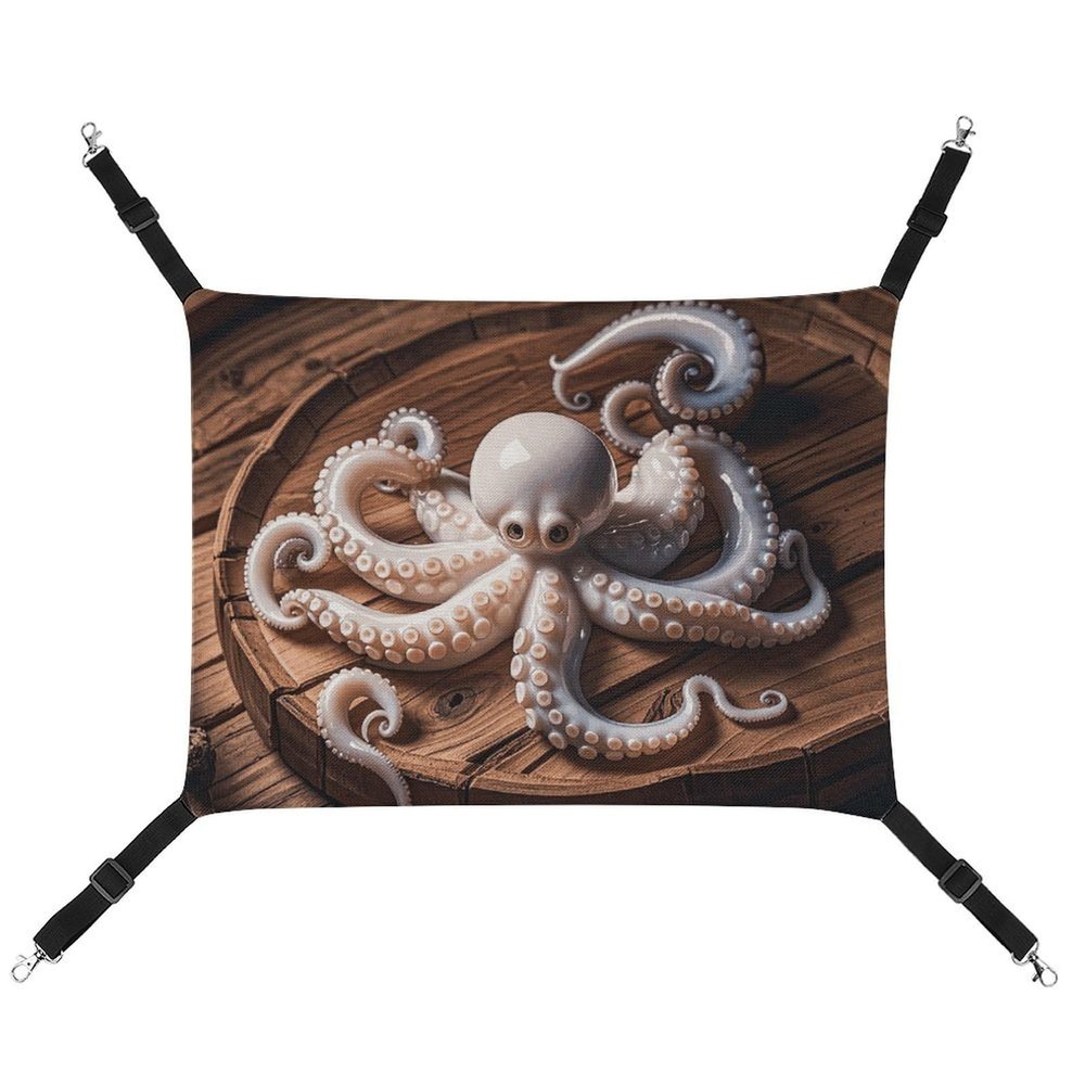 LMNGH Hanging Cat Hammock, Breathable Resting Bed, Adjustable Octopus Carving, Printed Pet Hammock