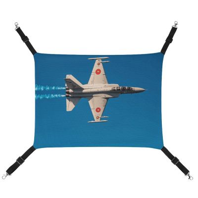 LMNGH Hanging Cat Hammock with Airplane Jet Print