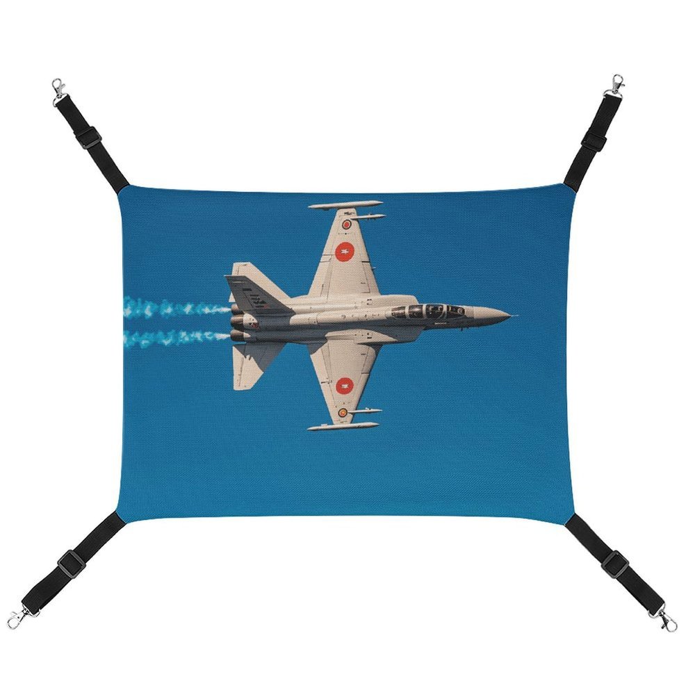 LMNGH Hanging Cat Hammock with Airplane Jet Print