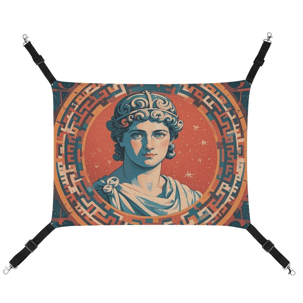 LMNGH Hanging Cat Hammock, Breathable Adjustable Bed with Antique Rome Print