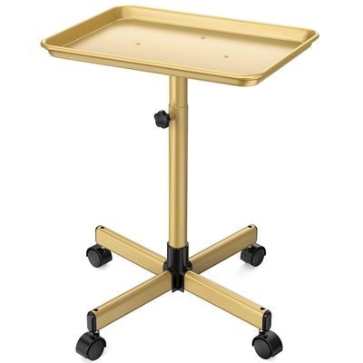 Height-Adjustable Aluminum Salon Trolley, Gold