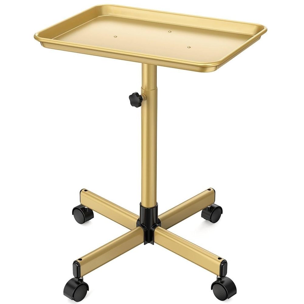 Height-Adjustable Aluminum Salon Trolley, Gold