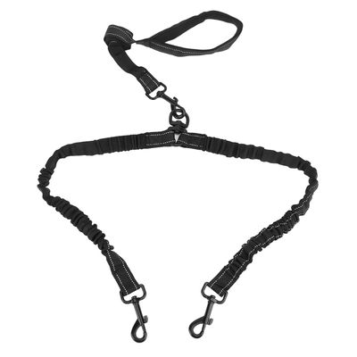 Reflective Dual Dog Leash with Elastic Bungee Splitter for Large Dogs