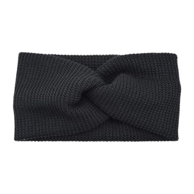 3-Pack Wide Knitted Cross Headbands for Women, Solid Black