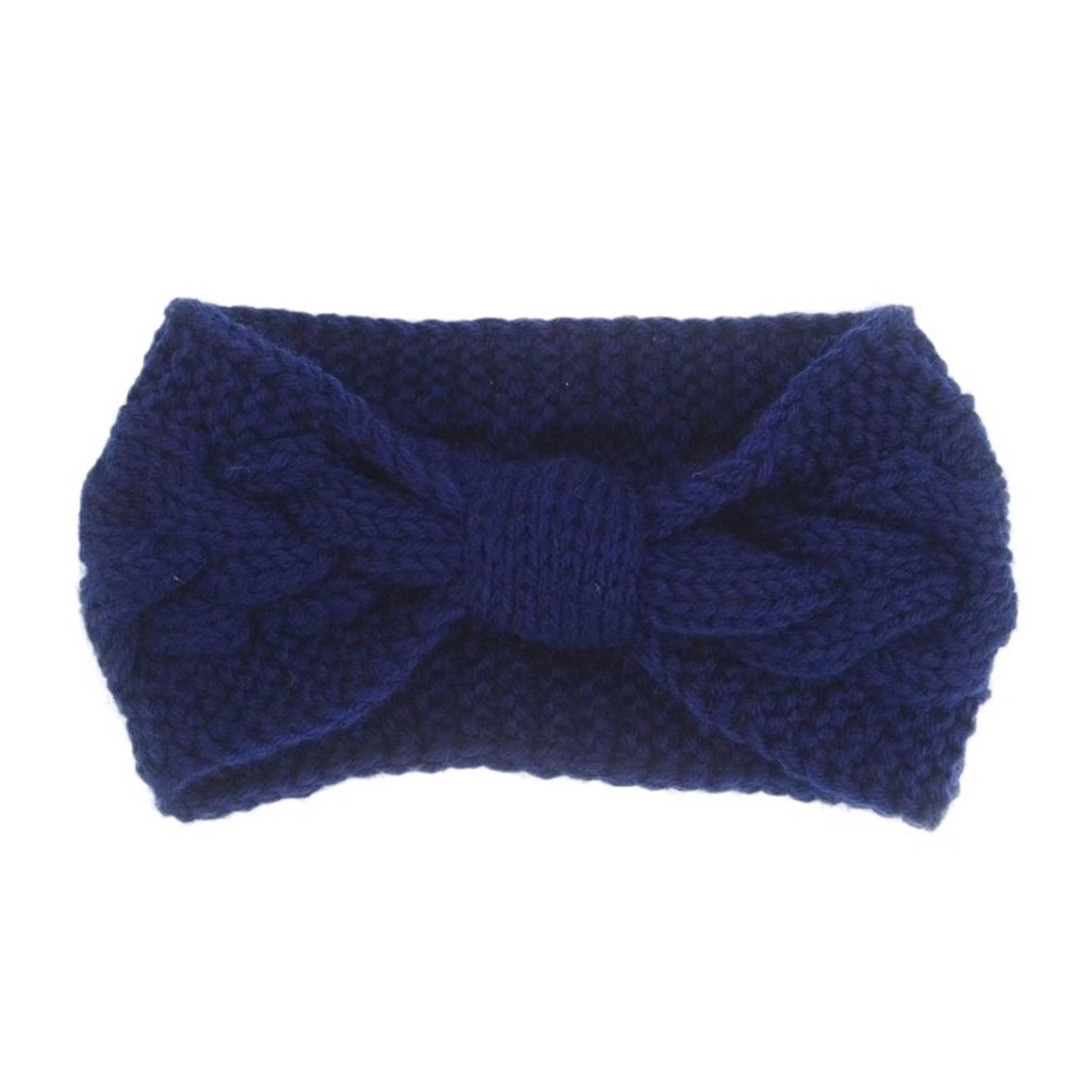 2-Pack Women's Thick-Knit Winter Headbands, Deep Blue
