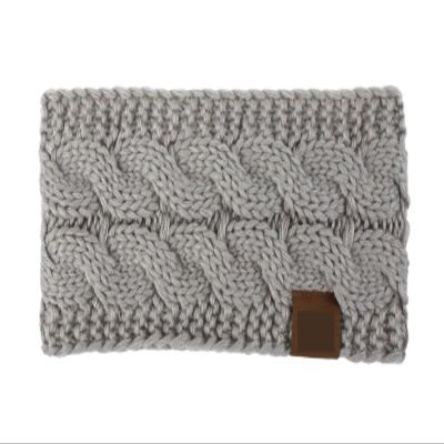 2-Pack Wide Knit Winter Headbands, Light Gray