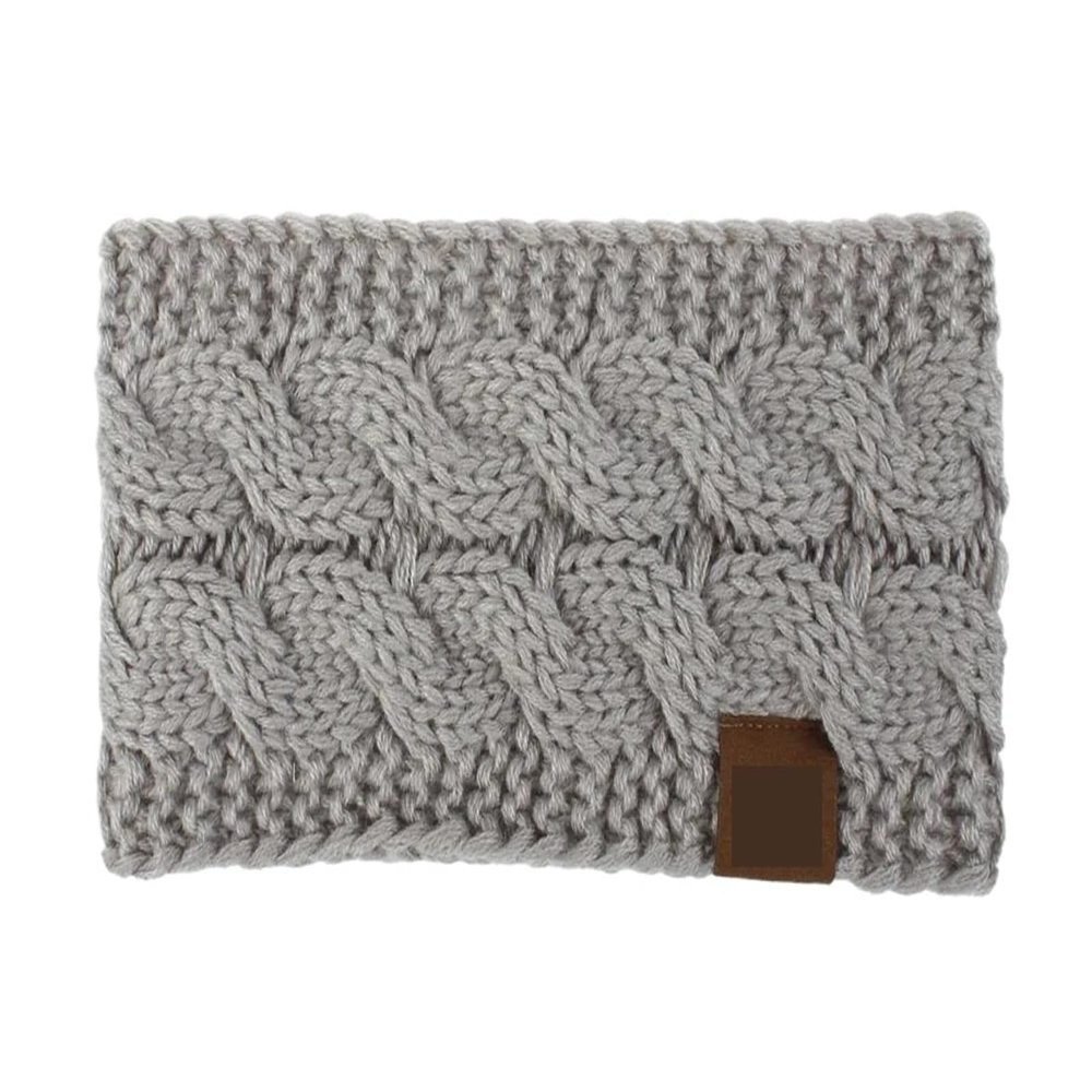 2-Pack Wide Knit Winter Headbands, Light Gray