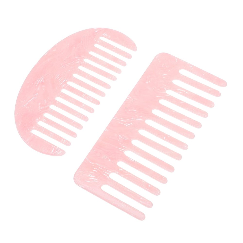 IWOWHERO 4-Piece Acetate Wide-Tooth Comb Set with Marbled Design