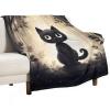 Super-Soft Printed Flannel Blanket with Hand-Drawn Black Cat, Lightweight, Cozy, Anti-Pilling, 152.4 x 203.2 cm view 1