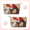 Cute Christmas Pet Print Corduroy Makeup Bag, Black, One Size view 2