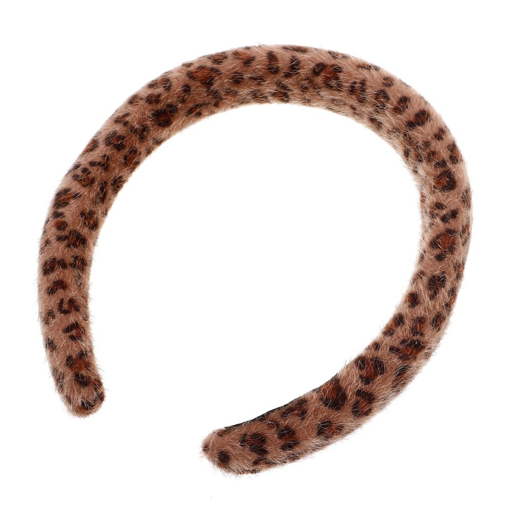 Vintage Leopard Plush Fabric Headband for Autumn Parties