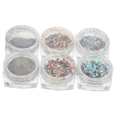 Healeved Halloween Nail Art Glitter, Reflective Diamond Glitter for Nails, 6-Piece Set