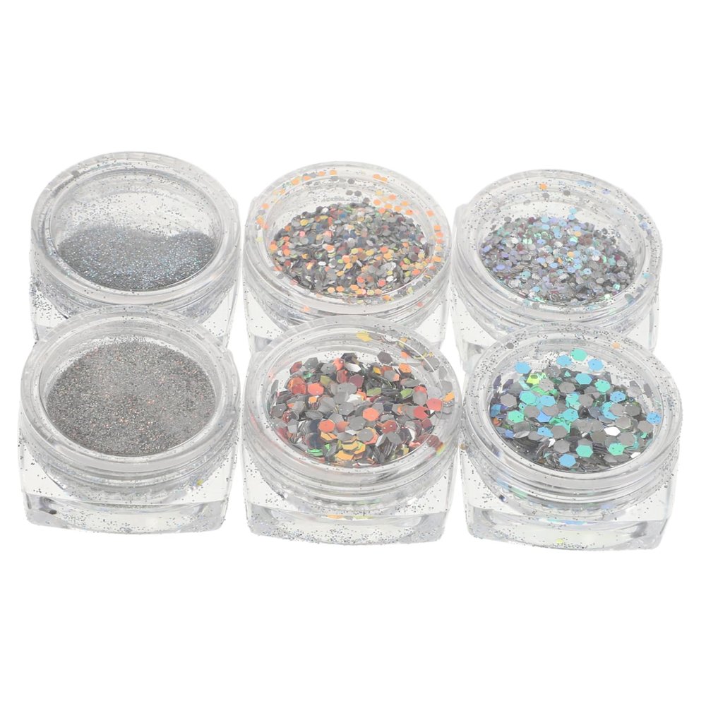 Healeved Halloween Nail Art Glitter, Reflective Diamond Glitter for Nails, 6-Piece Set