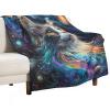 KWQDOZF Fantasy Galaxy Cat Throw Blanket for Couch and Sofa, Soft, Fluffy Cozy Flannel, Colorful Stars and Planets, Cute Kitty Blanket for Camping and Travel, 127 x 177 cm view 1